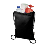 Zaino a sacca in cotone riciclato e RPET 5L 140 g/m2 color nero seconda vista