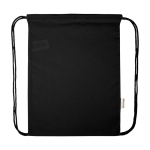 Zaino a sacca in cotone riciclato e RPET 5L 140 g/m2 color nero terza vista frontale