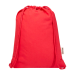 Zaino a sacca in cotone riciclato e RPET 5L 140 g/m2 color rosso seconda vista frontale