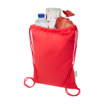 Zaino a sacca in cotone riciclato e RPET 5L 140 g/m2 color rosso seconda vista