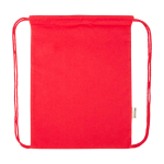 Zaino a sacca in cotone riciclato e RPET 5L 140 g/m2 color rosso terza vista frontale