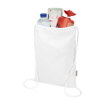 Zaino a sacca in cotone riciclato e RPET 5L 140 g/m2 color bianco seconda vista