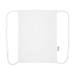Zaino a sacca in cotone riciclato e RPET 5L 140 g/m2 color bianco terza vista frontale