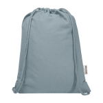 Zaino a sacca in cotone riciclato e RPET 5L 140 g/m2 color grigio seconda vista frontale