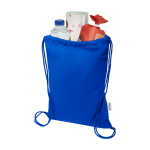 Zaino a sacca in cotone riciclato e RPET 5L 140 g/m2 color blu reale seconda vista