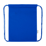 Zaino a sacca in cotone riciclato e RPET 5L 140 g/m2 color blu reale terza vista frontale