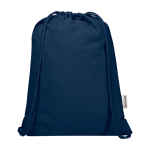 Zaino a sacca in cotone riciclato e RPET 5L 140 g/m2 color blu mare seconda vista frontale