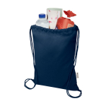 Zaino a sacca in cotone riciclato e RPET 5L 140 g/m2 color blu mare seconda vista