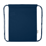 Zaino a sacca in cotone riciclato e RPET 5L 140 g/m2 color blu mare terza vista frontale