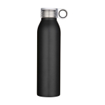 Borraccia in acciaio inox riciclato con manico rotondo 650ml color nero seconda vista frontale