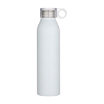 Borraccia in acciaio inox riciclato con manico rotondo 650ml color bianco seconda vista frontale