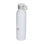 Borraccia in acciaio inox riciclato con manico rotondo 650ml color bianco vista con logo stampato 2
