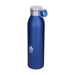 Borraccia in acciaio inox riciclato con manico rotondo 650ml color blu reale vista con stampa tampografica