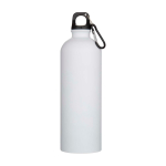 Borraccia in acciaio inox riciclato opaca con moschettone 750ml color bianco seconda vista frontale
