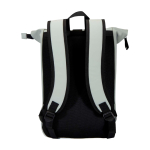 Zaino arrotolabile in pelle sintetica impermeabile per PC 15” color grigio seconda vista posteriore