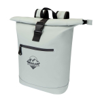 Zaino arrotolabile in pelle sintetica impermeabile per PC 15” color grigio vista con stampa in transfer