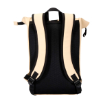 Zaino arrotolabile in pelle sintetica impermeabile per PC 15” color avorio seconda vista posteriore