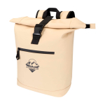 Zaino arrotolabile in pelle sintetica impermeabile per PC 15” color avorio vista con stampa in transfer