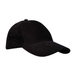 Cappellino versatile in velluto riciclato a 6 pannelli 280 g/m2 color nero vista laterale