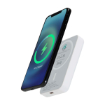 Batteria esterna wireless magnetica in plastica riciclata 5.000 mAh color bianco