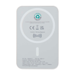 Batteria esterna wireless magnetica in plastica riciclata 5.000 mAh color bianco seconda vista posteriore