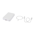 Batteria esterna wireless magnetica in plastica riciclata 5.000 mAh color bianco terza vista