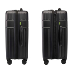 Trolley espandibile in plastica riciclata resistente agli urti color nero vista laterale