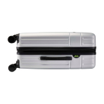 Trolley espandibile in plastica riciclata resistente agli urti color argento terza vista frontale