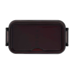 Portavivande in plastica con posate abbinate e ampio scomparto color rosso seconda vista frontale