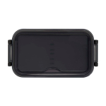 Portavivande in plastica con posate abbinate e ampio scomparto color bianco seconda vista frontale