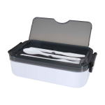 Portavivande in plastica con posate abbinate e ampio scomparto color bianco seconda vista