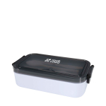 Portavivande in plastica con posate abbinate e ampio scomparto vista area di stampa