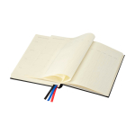 Quaderno a copertina rigida in plastica riciclata con agenda A5 color nero terza vista