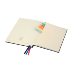 Quaderno a copertina rigida in plastica riciclata con agenda A5 color nero quarta vista