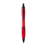 Penna in plastica riciclata con dettagli neri inchiostro nero color rosso