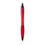 Penna in plastica riciclata con dettagli neri inchiostro nero color rosso seconda vista posteriore