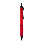 Penna in plastica riciclata con dettagli neri inchiostro nero color rosso seconda vista con laterale