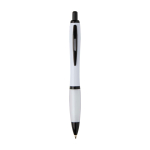 Penna in plastica riciclata con dettagli neri inchiostro nero color bianco