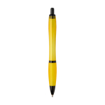 Penna in plastica riciclata con dettagli neri inchiostro nero color giallo seconda vista posteriore