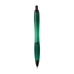 Penna in plastica riciclata con dettagli neri inchiostro nero color verde seconda vista posteriore
