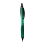 Penna in plastica riciclata con dettagli neri inchiostro nero color verde seconda vista con laterale