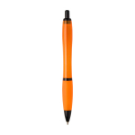 Penna in plastica riciclata con dettagli neri inchiostro nero color arancione seconda vista posteriore