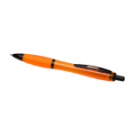 Penna in plastica riciclata con dettagli neri inchiostro nero color arancione seconda vista