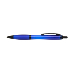 Penna in plastica riciclata con dettagli neri inchiostro nero color blu reale seconda vista frontale