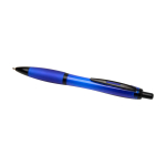 Penna in plastica riciclata con dettagli neri inchiostro nero color blu reale seconda vista