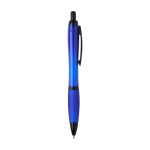 Penna in plastica riciclata con dettagli neri inchiostro nero color blu reale seconda vista con laterale