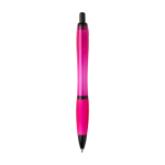 Penna in plastica riciclata con dettagli neri inchiostro nero color fucsia seconda vista posteriore