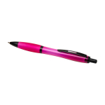 Penna in plastica riciclata con dettagli neri inchiostro nero color fucsia seconda vista