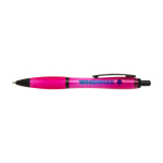 Penna in plastica riciclata con dettagli neri inchiostro nero color fucsia