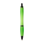 Penna in plastica riciclata con dettagli neri inchiostro nero color lime seconda vista posteriore